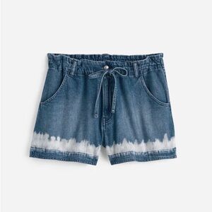 NWT Madewell Shibori Denim Tie Waist Shorts Size XXL Pull-On Indigo Blue Boho